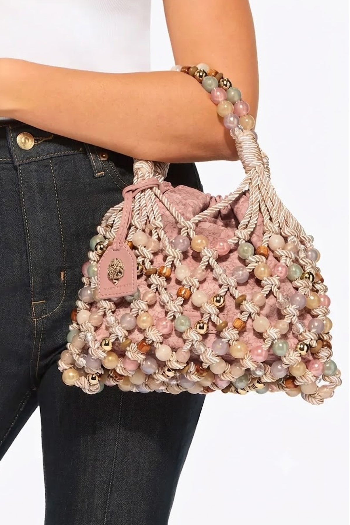 KURT GEIGER LONDON K MACRAME ROPE BAG en color BEIS (1)