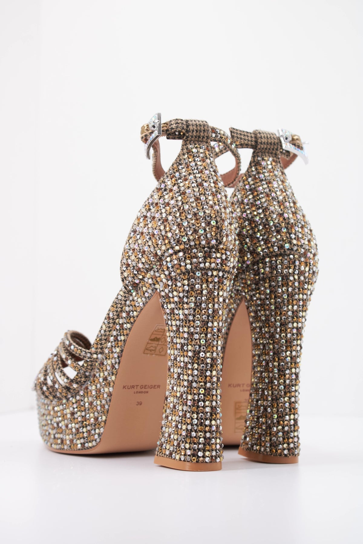 KURT GEIGER LONDON K CRYSTAL STRAP PLATFORM en color BRONCE (4)