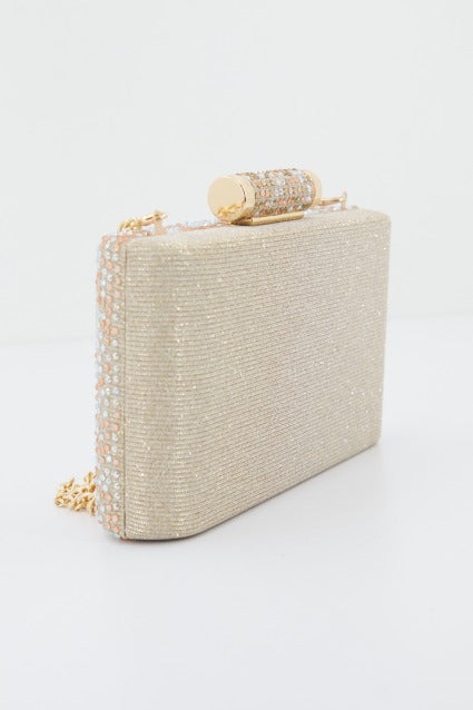 MENBUR M BOLSO FIESTA CLUTCH GLITTERS en color ORO (2)
