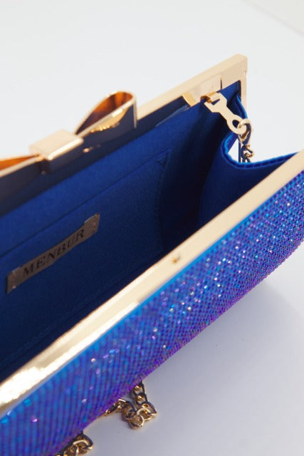 MENBUR M BOLSO CARTERA DETALLE STRASS en color AZUL (3)
