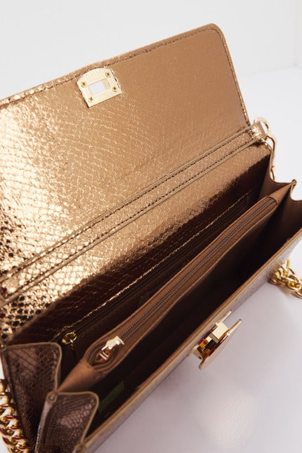 MENBUR M BOLSO CARTERA METALIZADO ANI en color BRONCE (3)