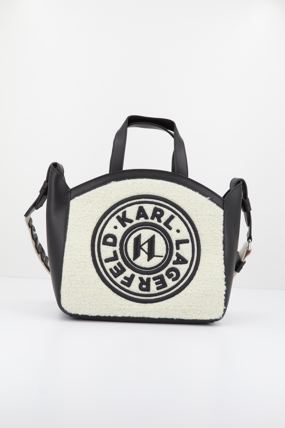 KARL LAGERFELD K/CIRCLE SM TOTE SHEARLING en color BLANCO (1)