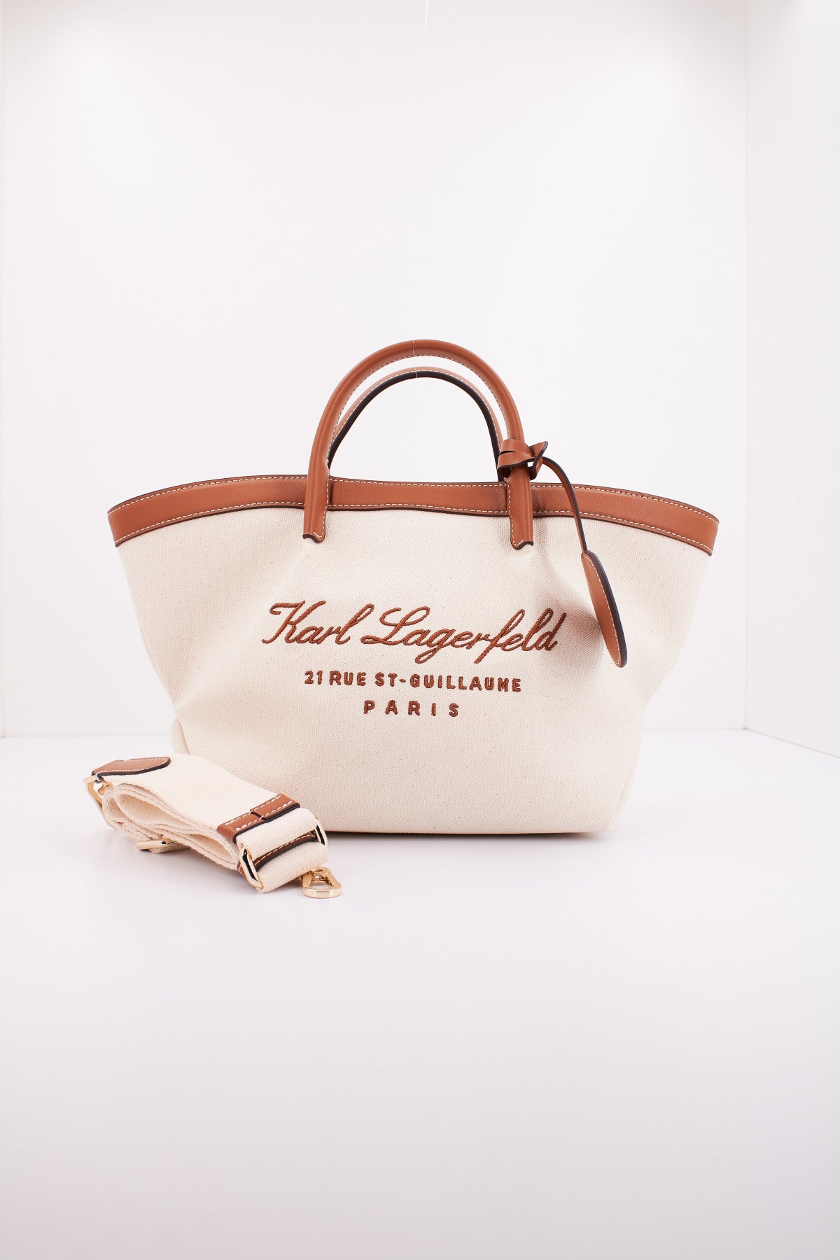 KARL LAGERFELD HOTEL KARL SM TOTE CANVAS en color BLANCO (1)