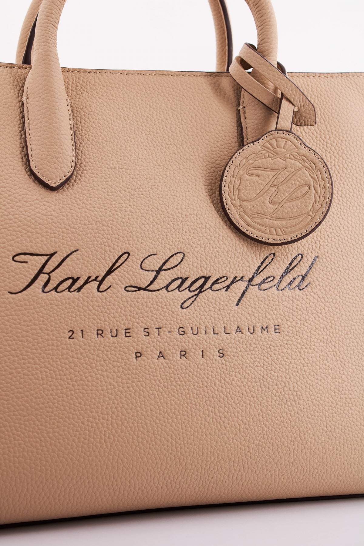 KARL LAGERFELD HOTEL KARL LEATHER SATCHEL en color BEIS (4)