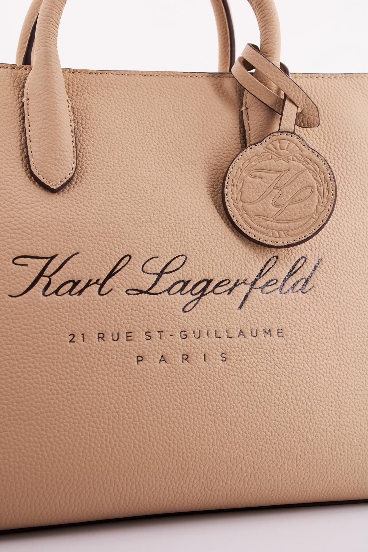 KARL LAGERFELD HOTEL KARL LEATHER SATCHEL en color BEIS (4)