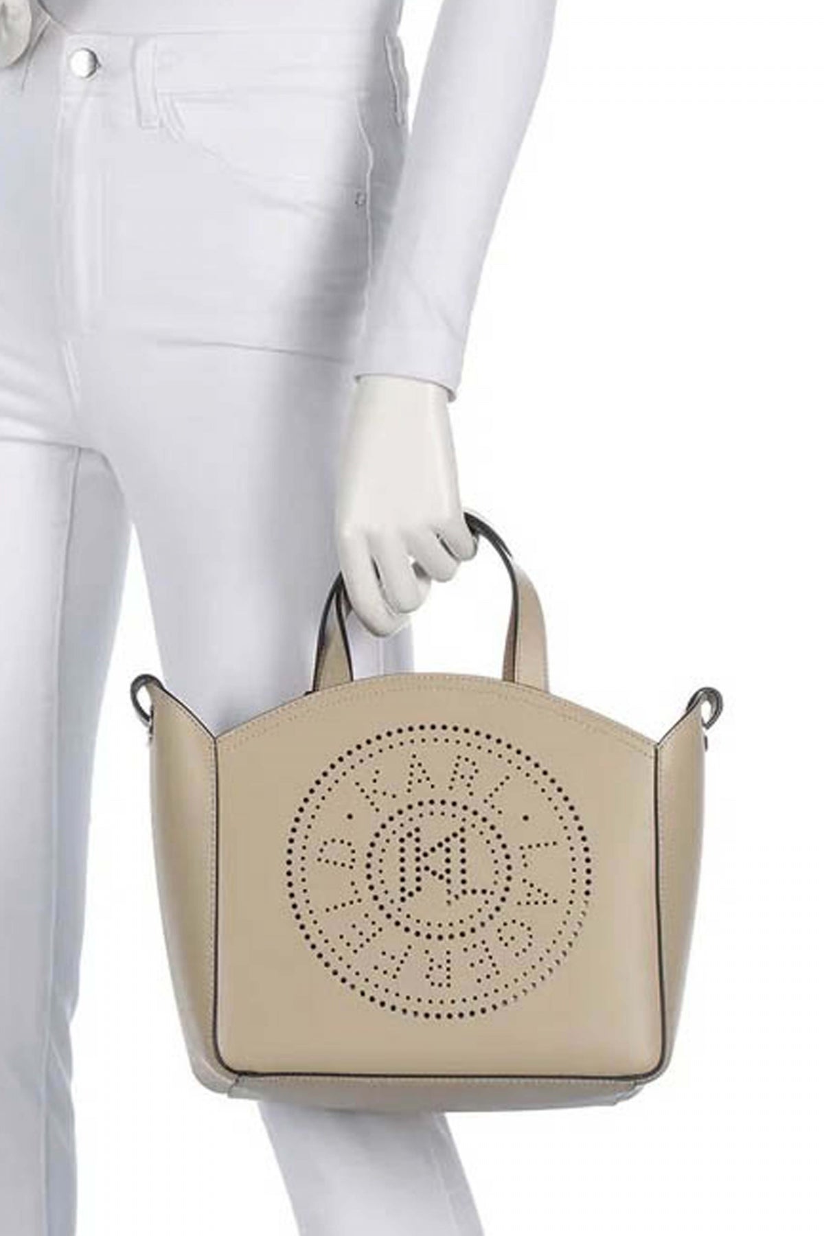 KARL LAGERFELD K CIRCLE SM TOTE PERFORATE en color BEIS (4)