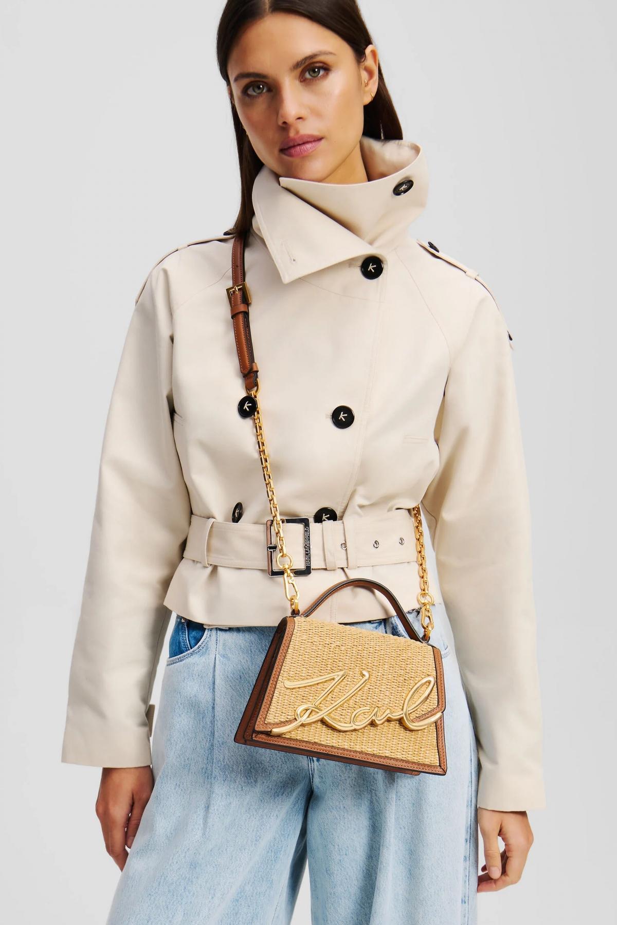 KARL LAGERFELD SIGNATURE . SM CB RAFFIA en color MARRON CLARO (4)