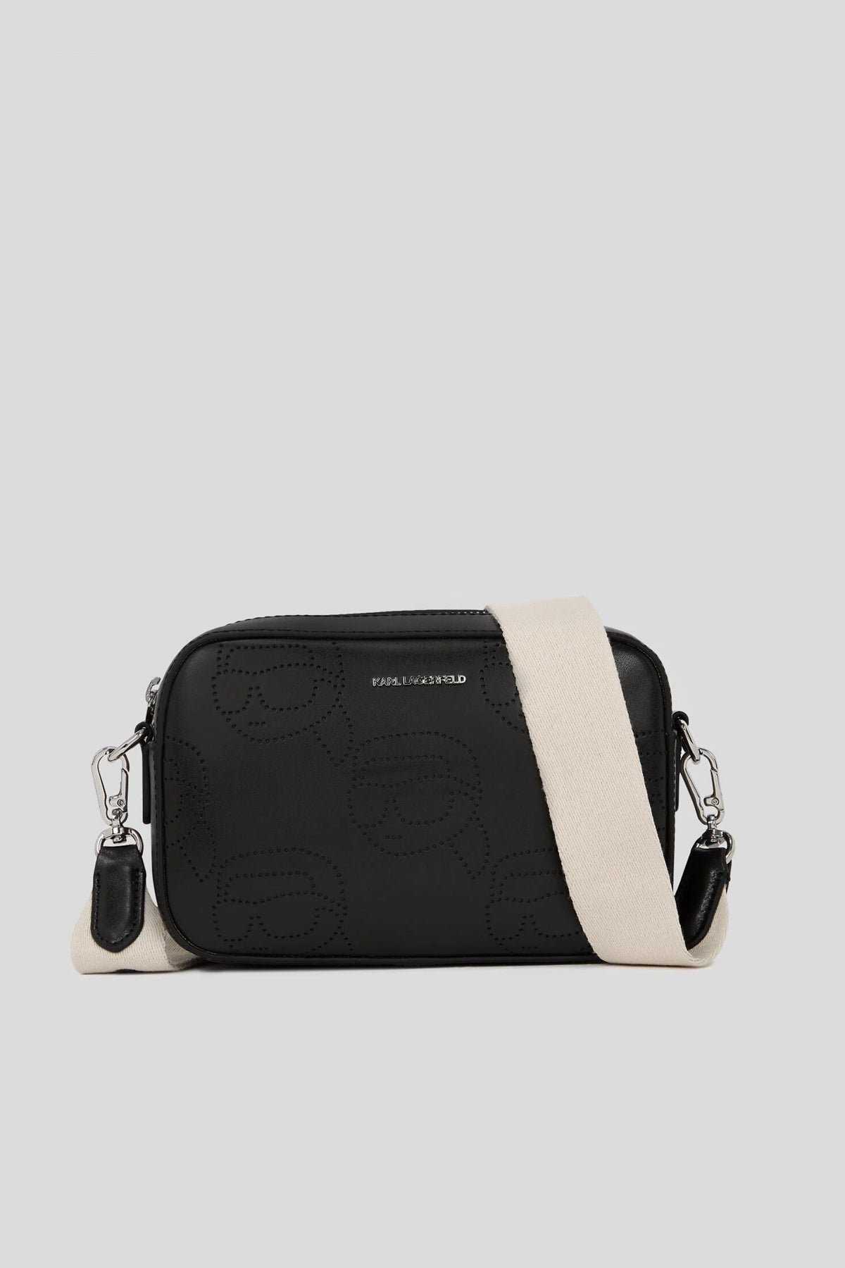 KARL LAGERFELD IKON LEATHER PERFORATED CM en color NEGRO (1)