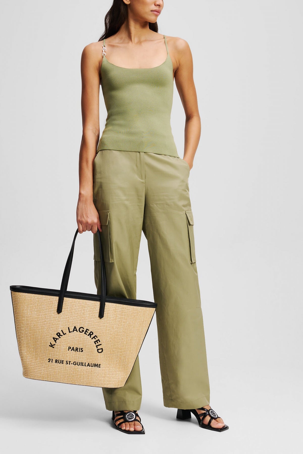 KARL LAGERFELD K RSG RAFFIA TOTE en color MARRON CLARO (4)