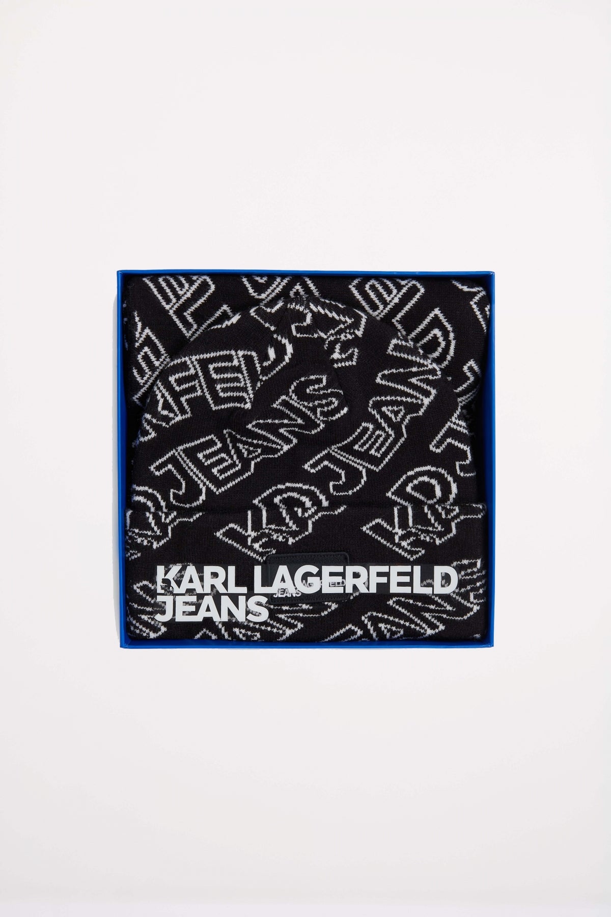 KARL LAGERFELD JEANS KLJ MONOGRAM SCARF BEANIE en color NEGRO (2)