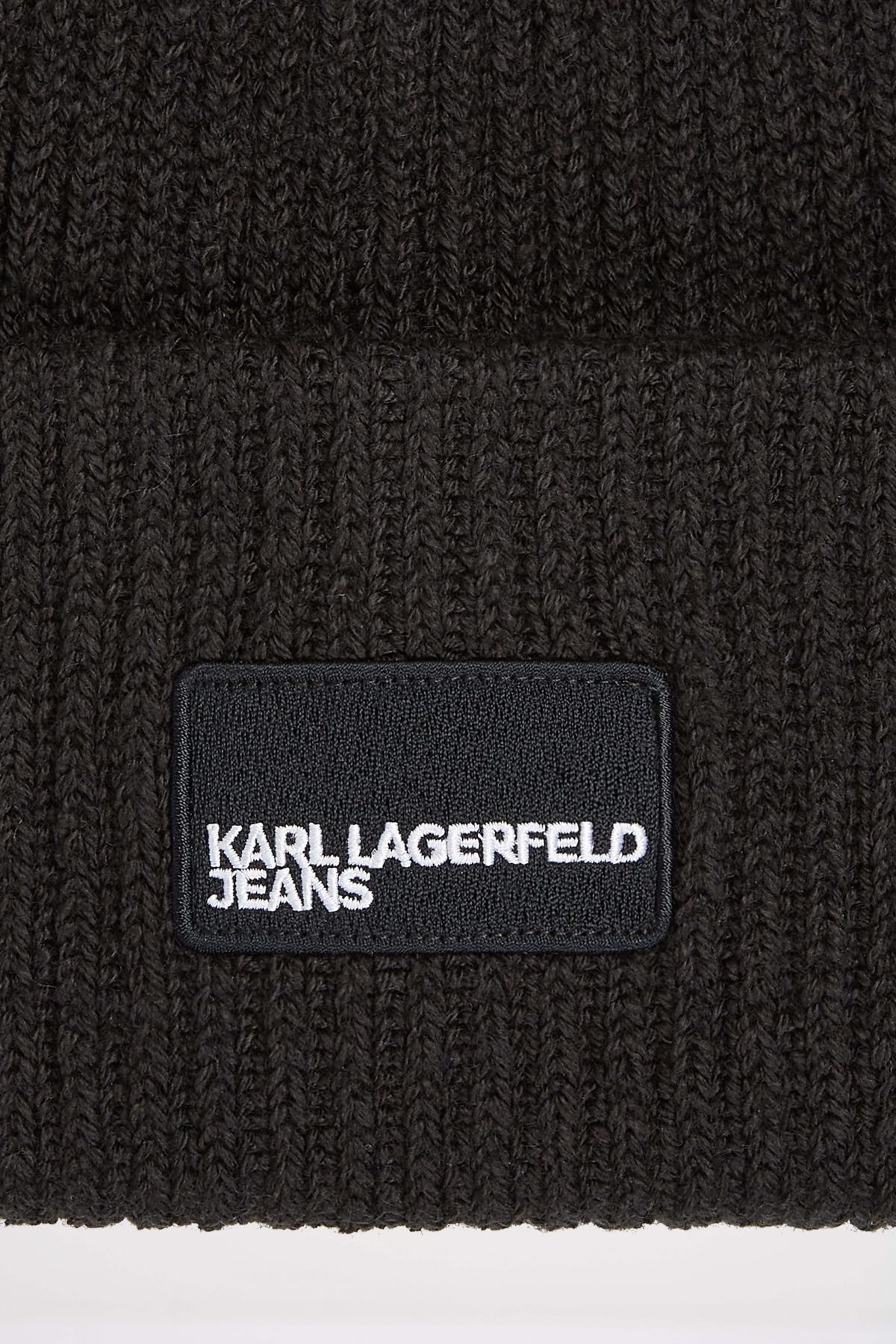 KARL LAGERFELD JEANS KLJ PATCH LONG BEANIE en color NEGRO (4)