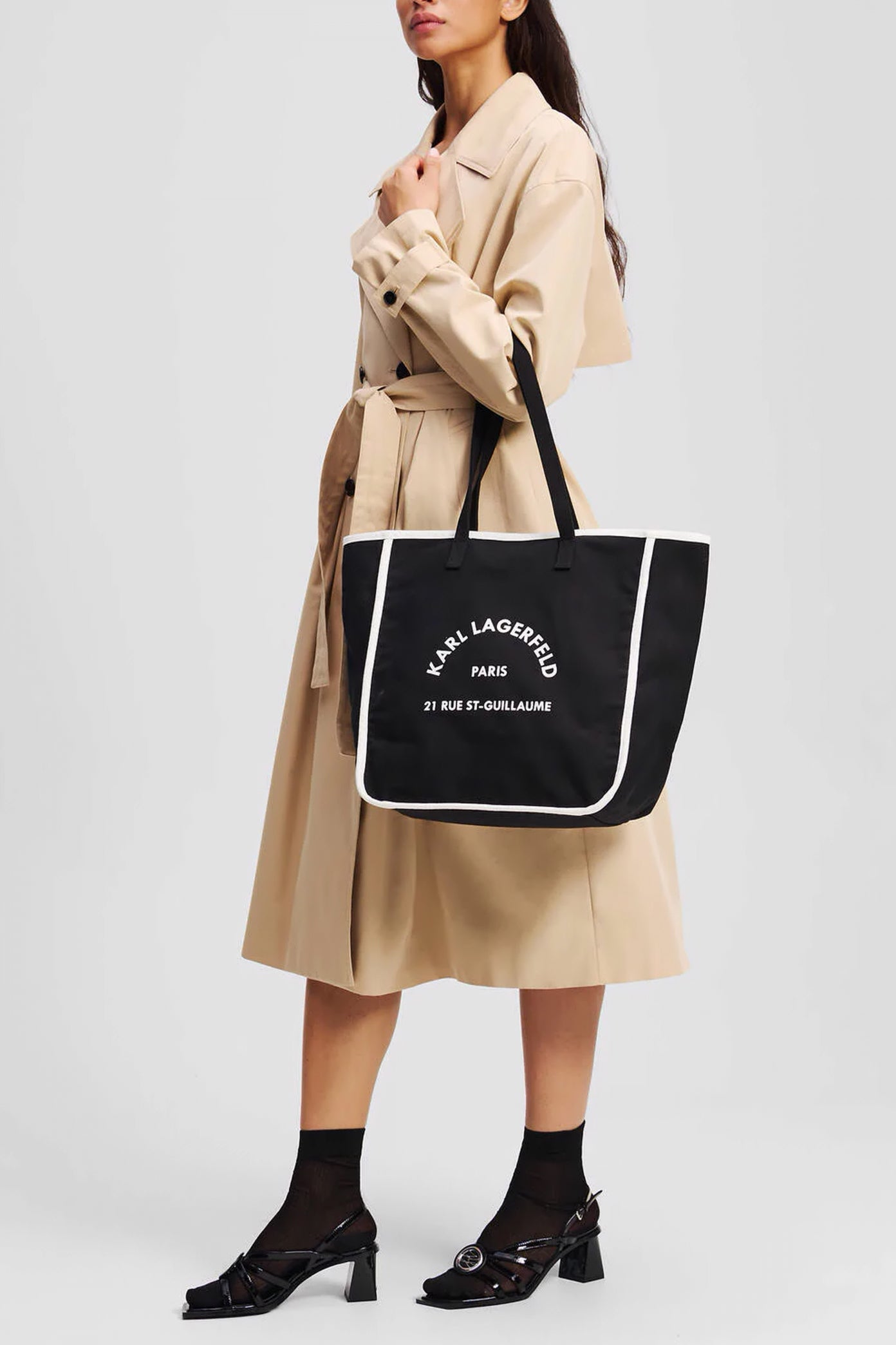 KARL LAGERFELD AW K RSG CANVAS BW SHOPPER en color NEGRO (4)