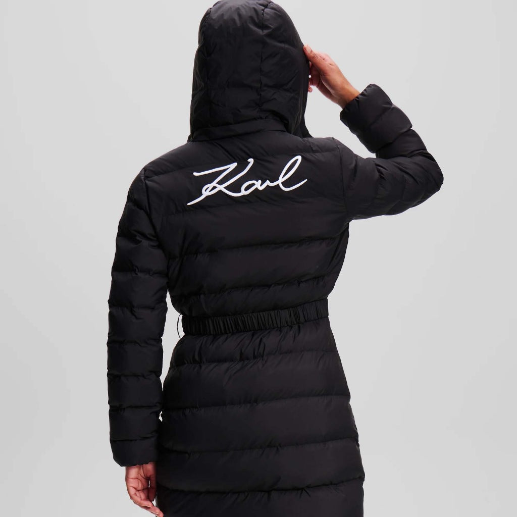 KARL LAGERFELD LIGHTWEIGHT LONG PUFFER en color NEGRO (3)