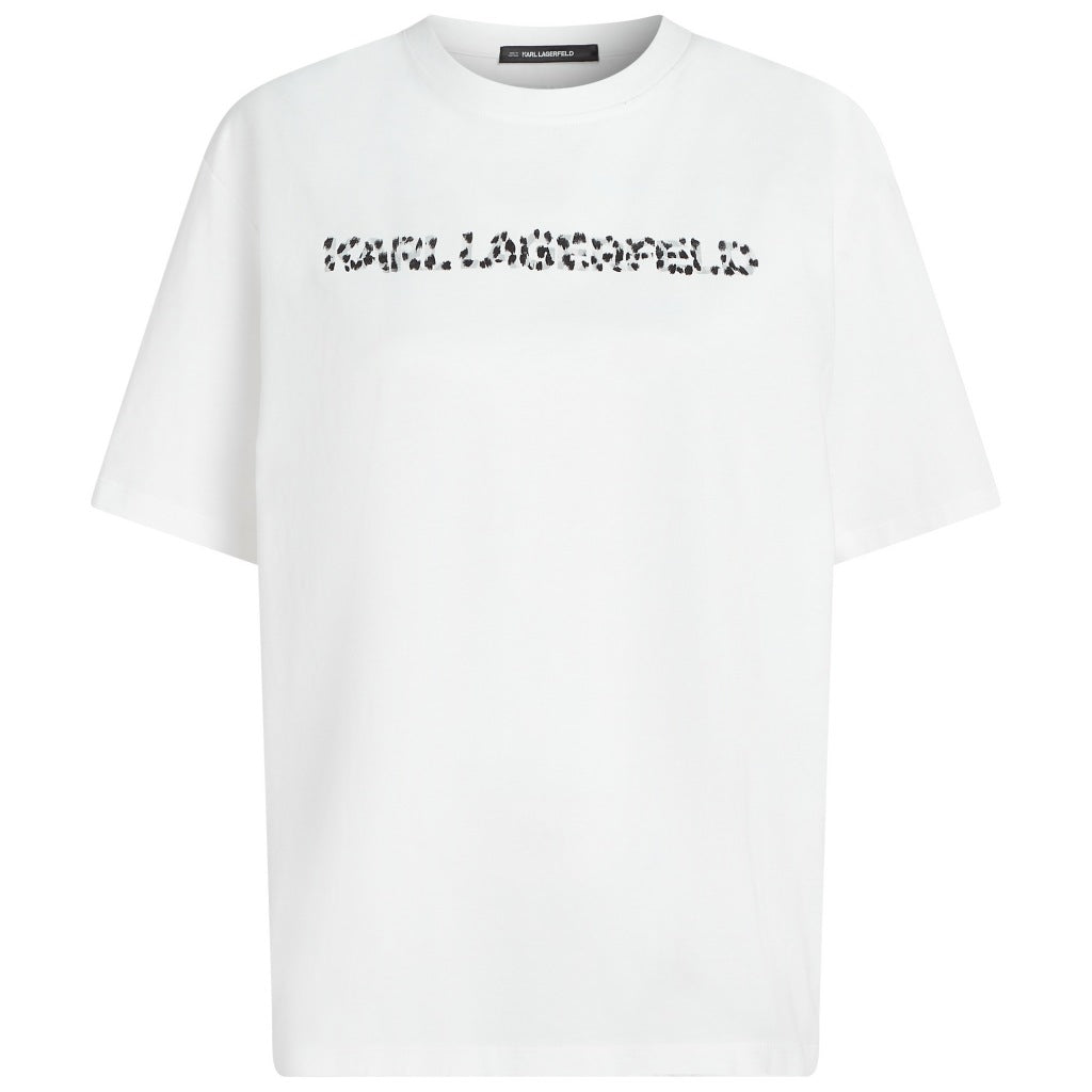 KARL LAGERFELD JEANS SNOW LEO LOGO OVERSIZED TS en color BLANCO (1)