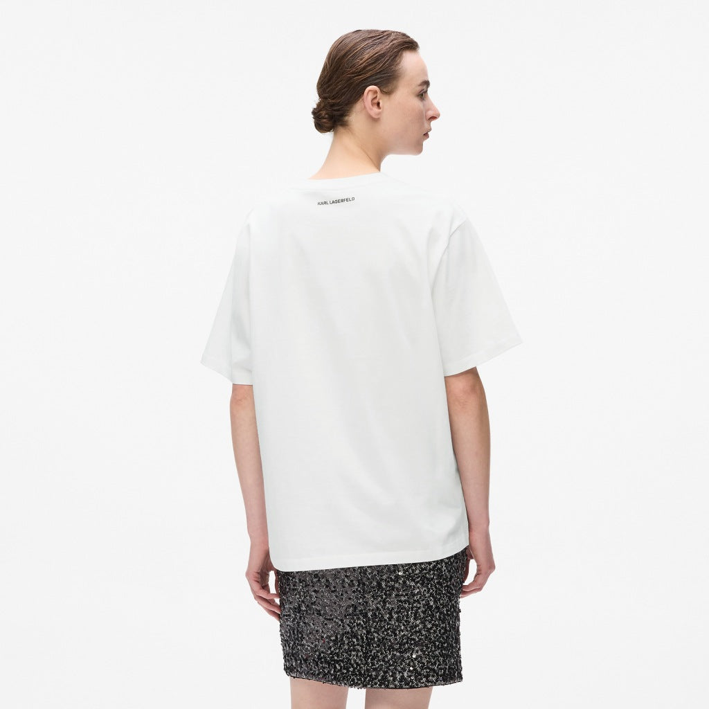 KARL LAGERFELD JEANS SNOW LEO LOGO OVERSIZED TS en color BLANCO (3)