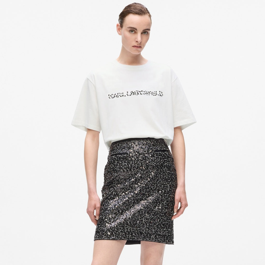 KARL LAGERFELD JEANS SNOW LEO LOGO OVERSIZED TS en color BLANCO (4)