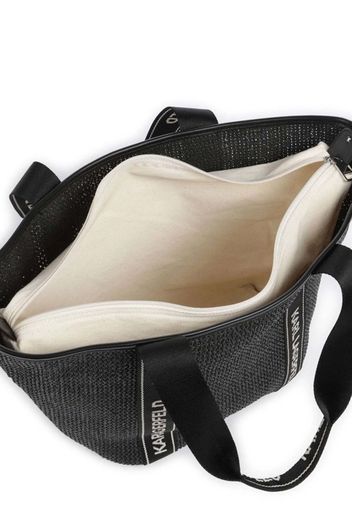 KARL LAGERFELD K/ESSENTIAL RAFFIA BAG en color NEGRO (3)