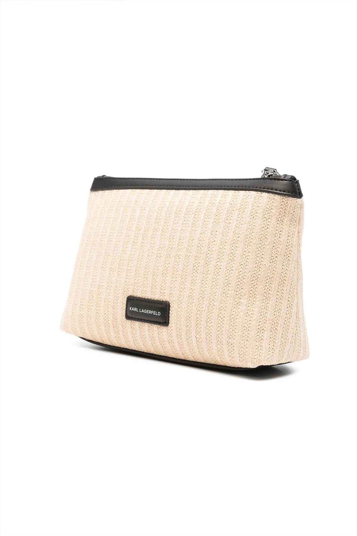 KARL LAGERFELD K/SIGNATURE RAFFIA POUCH en color BEIS (2)
