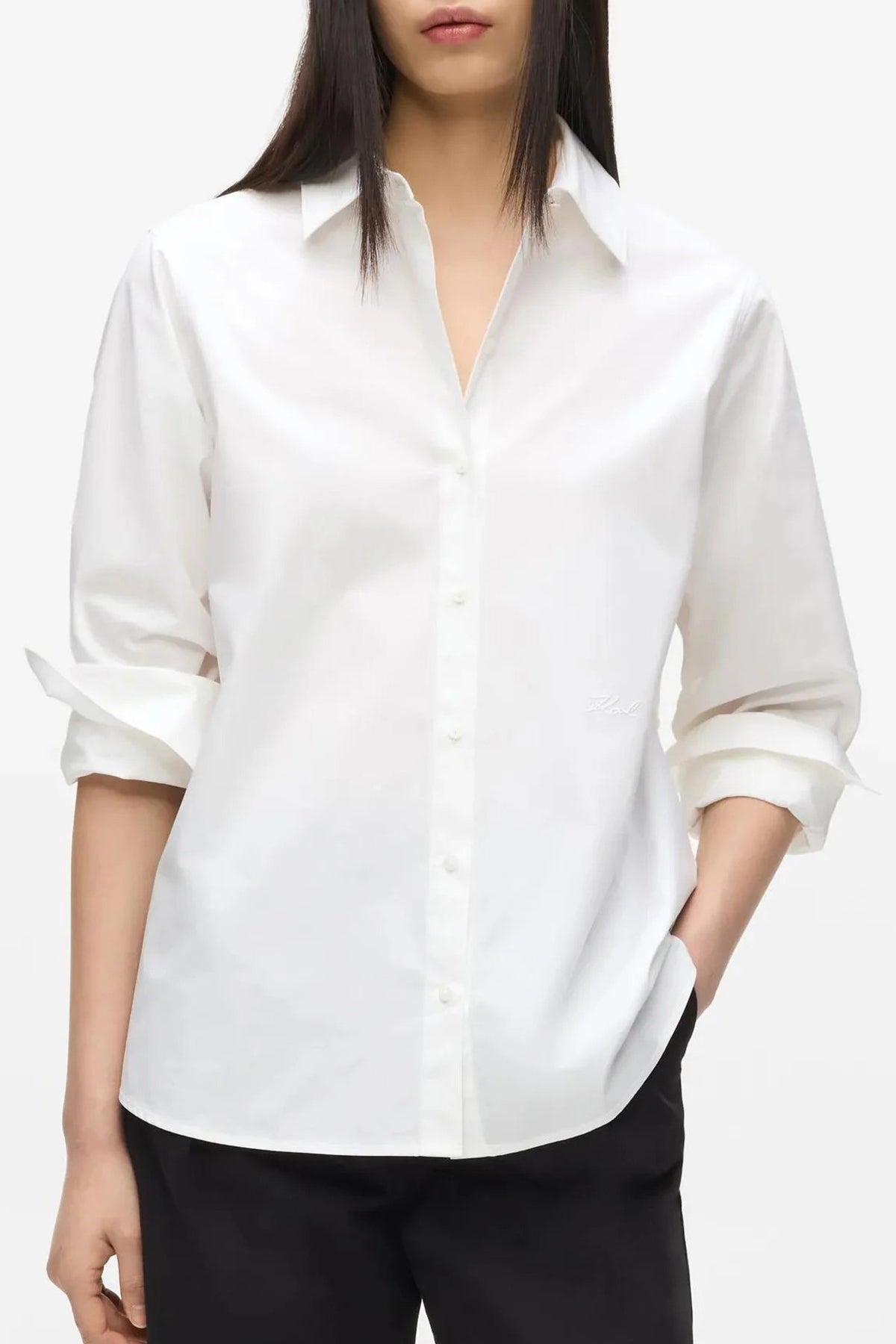 KARL LAGERFELD BW CLASSIC RELAXED POPLIN SHI en color BLANCO (1)