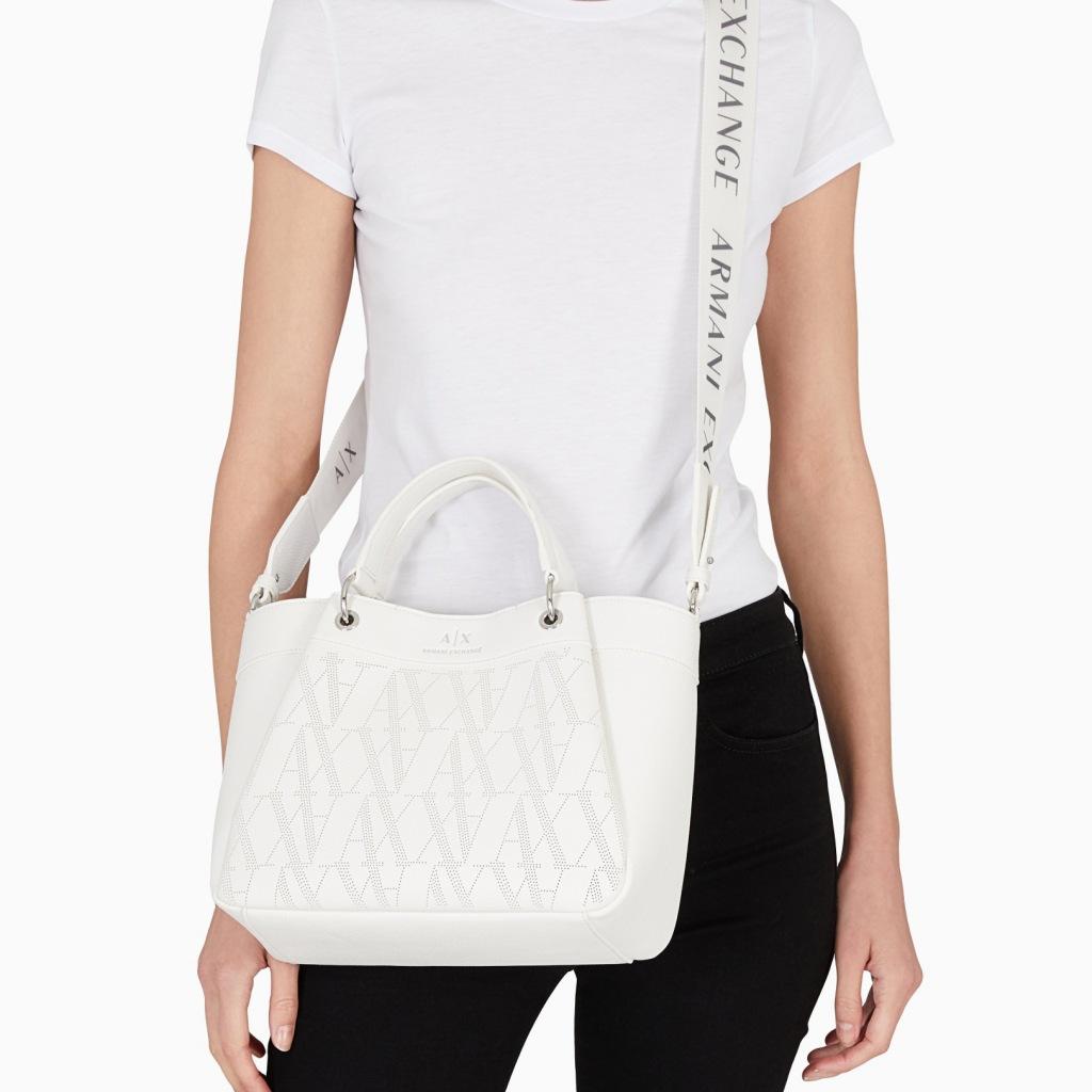 ARMANI EXCHANGE WAVE SHOPPING BAG en color BLANCO (5)