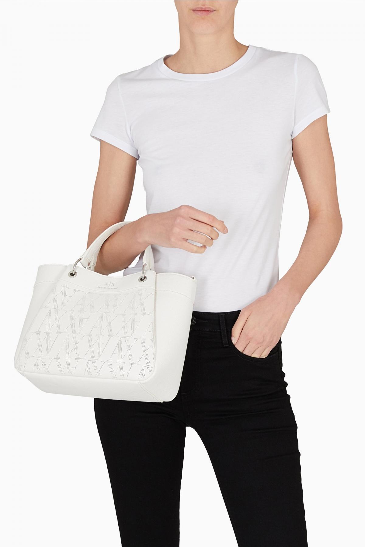 ARMANI EXCHANGE WAVE SHOPPING BAG en color BLANCO (2)