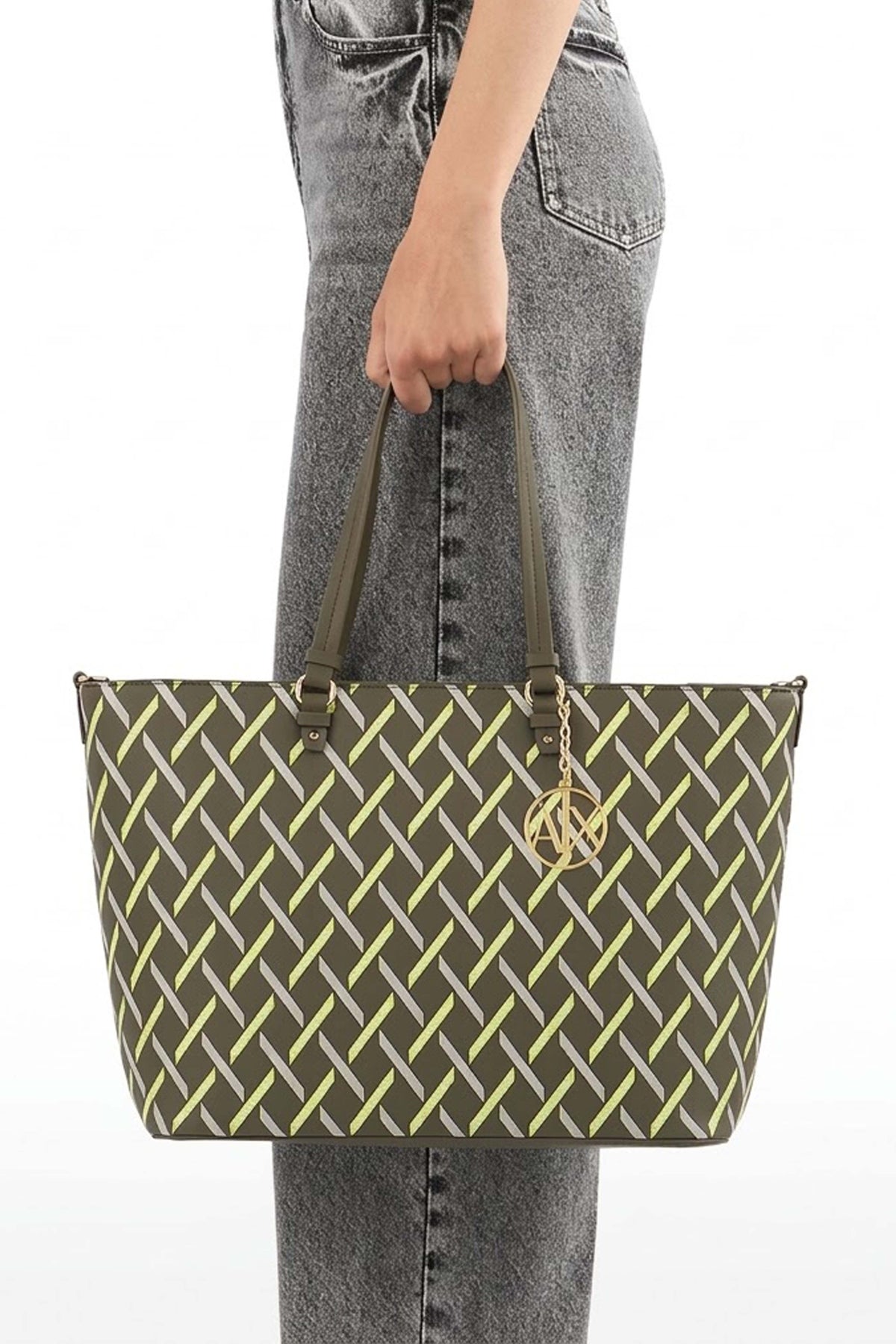 ARMANI EXCHANGE AF SHOPPING BAG en color VERDE (1)