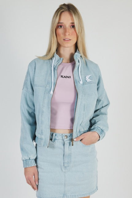 KARL KANI FLOWER DENIM JACKET en color AZUL (1)