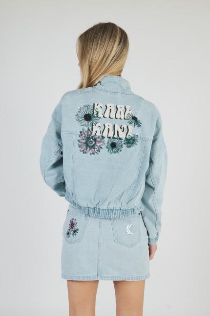 KARL KANI FLOWER DENIM JACKET en color AZUL (3)