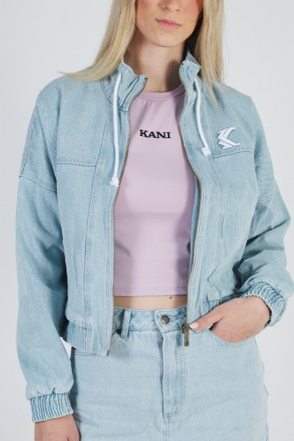 KARL KANI FLOWER DENIM JACKET en color AZUL (4)