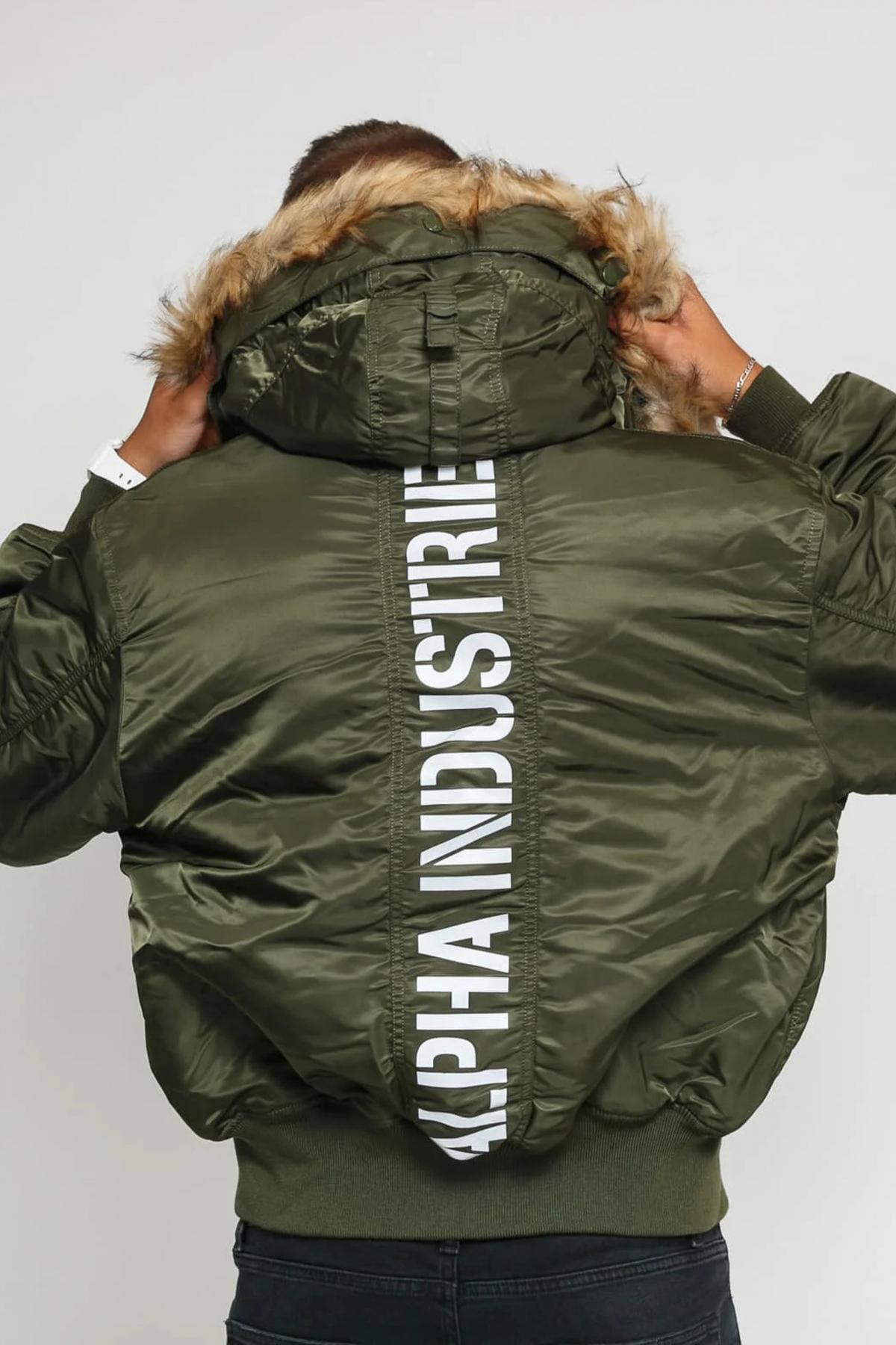 ALPHA INDUSTRIES P HOODED CUSTOM en color VERDE (2)