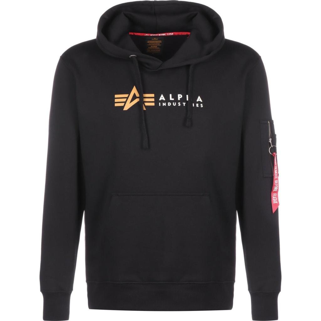 ALPHA INDUSTRIES ALPHA LABEL HOODY en color NEGRO (5)