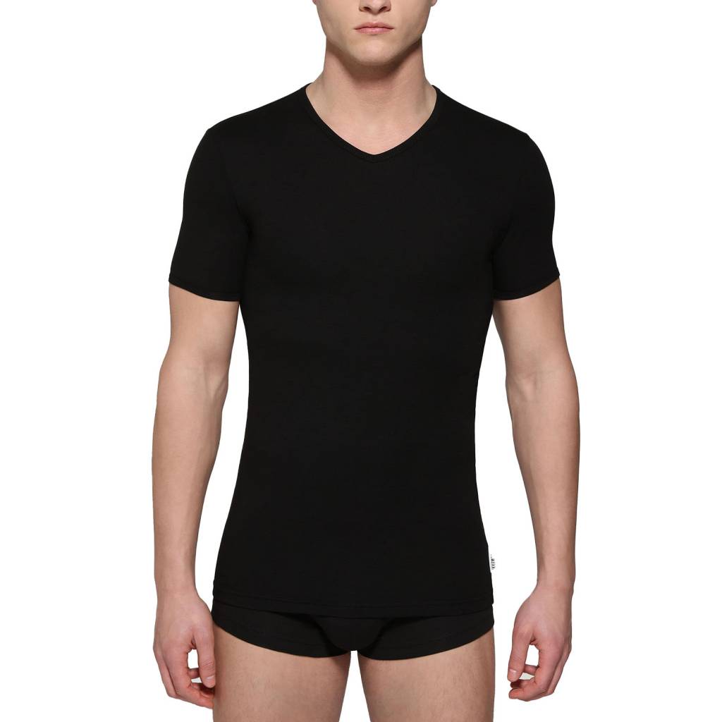 BIKKEMBERGS UNDERWEAR -PACK HOMBRE V-NECK UNDERSHIRT en color NEGRO  (4)