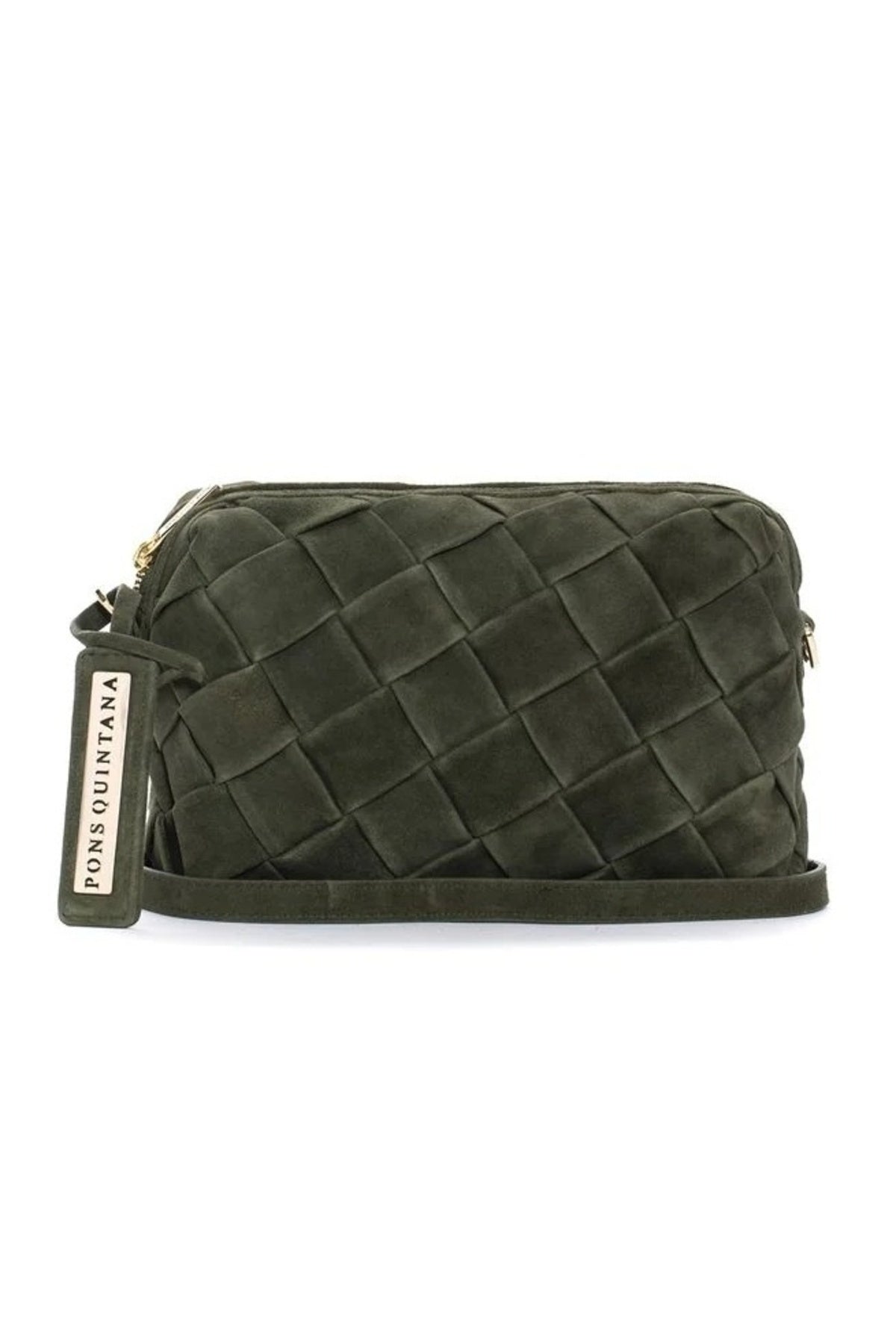 PONS QUINTANA BOLSO TRENZADO SUEDE en color VERDE (1)