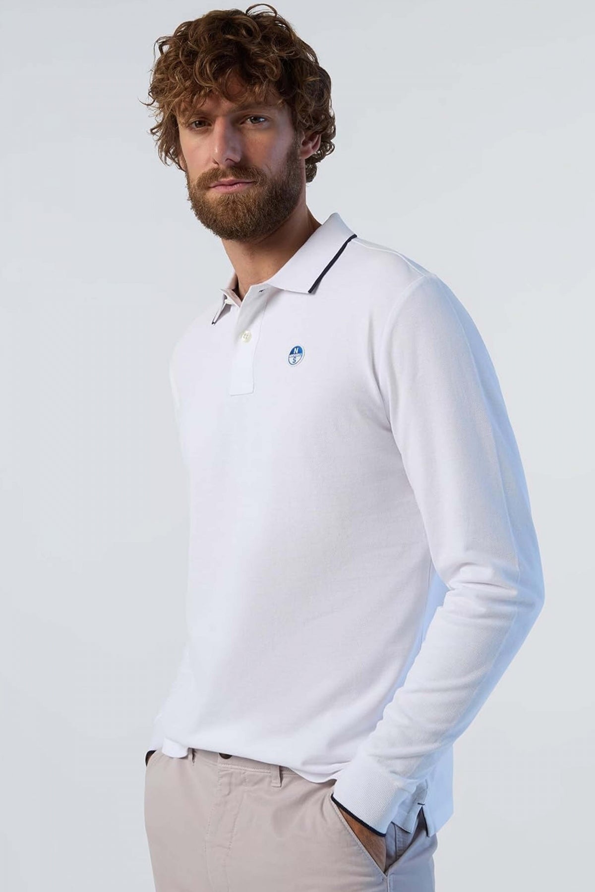 NORTH SAILS POLO LONG SLEEVE en color BLANCO (4)