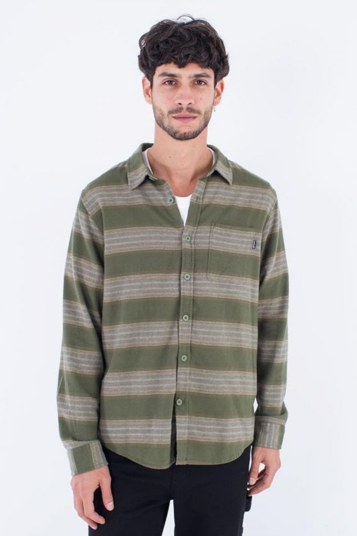 HURLEY PORTLAND ORGANIC FLANNEL en color VERDE (1)