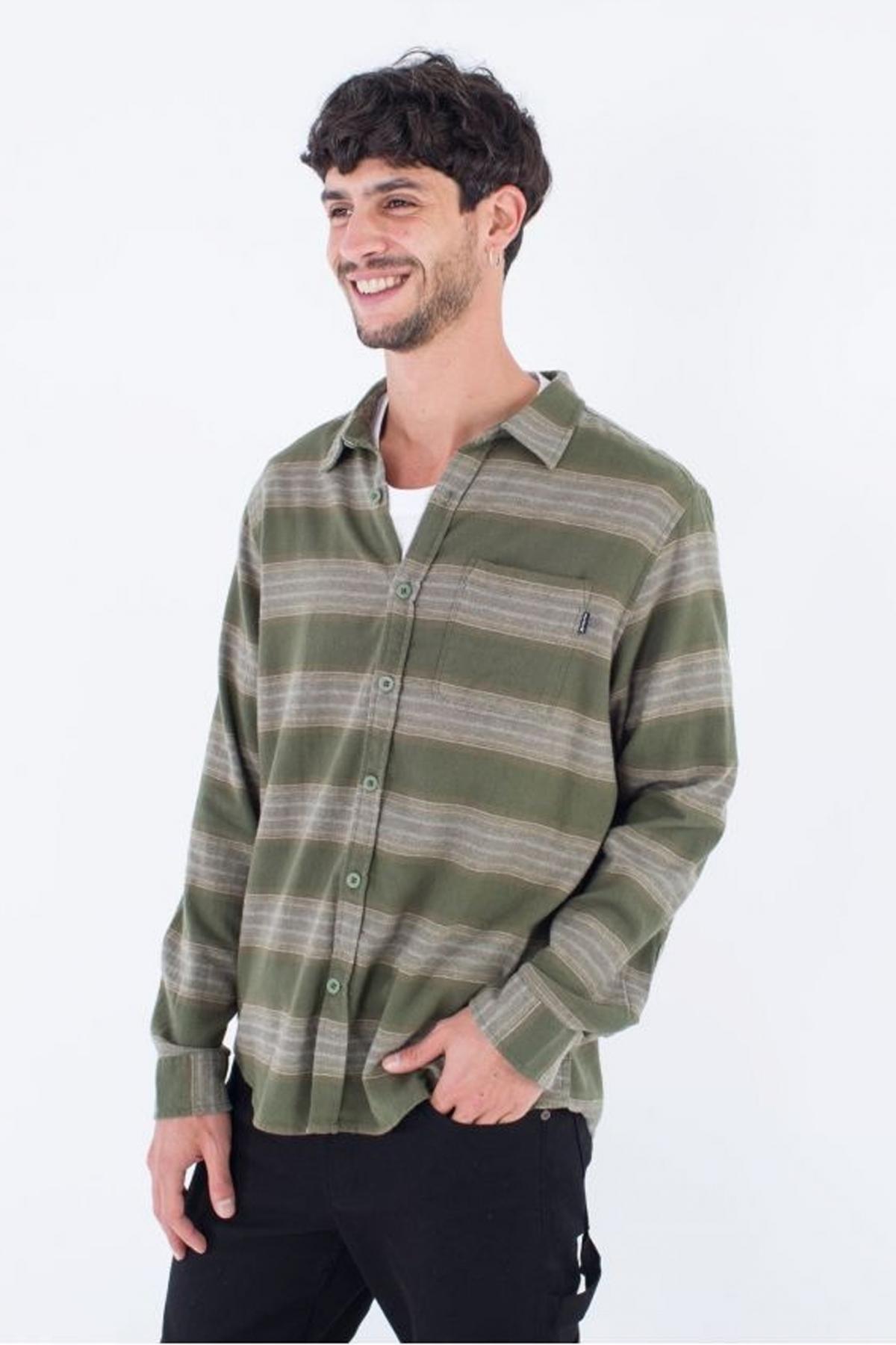HURLEY PORTLAND ORGANIC FLANNEL en color VERDE (2)