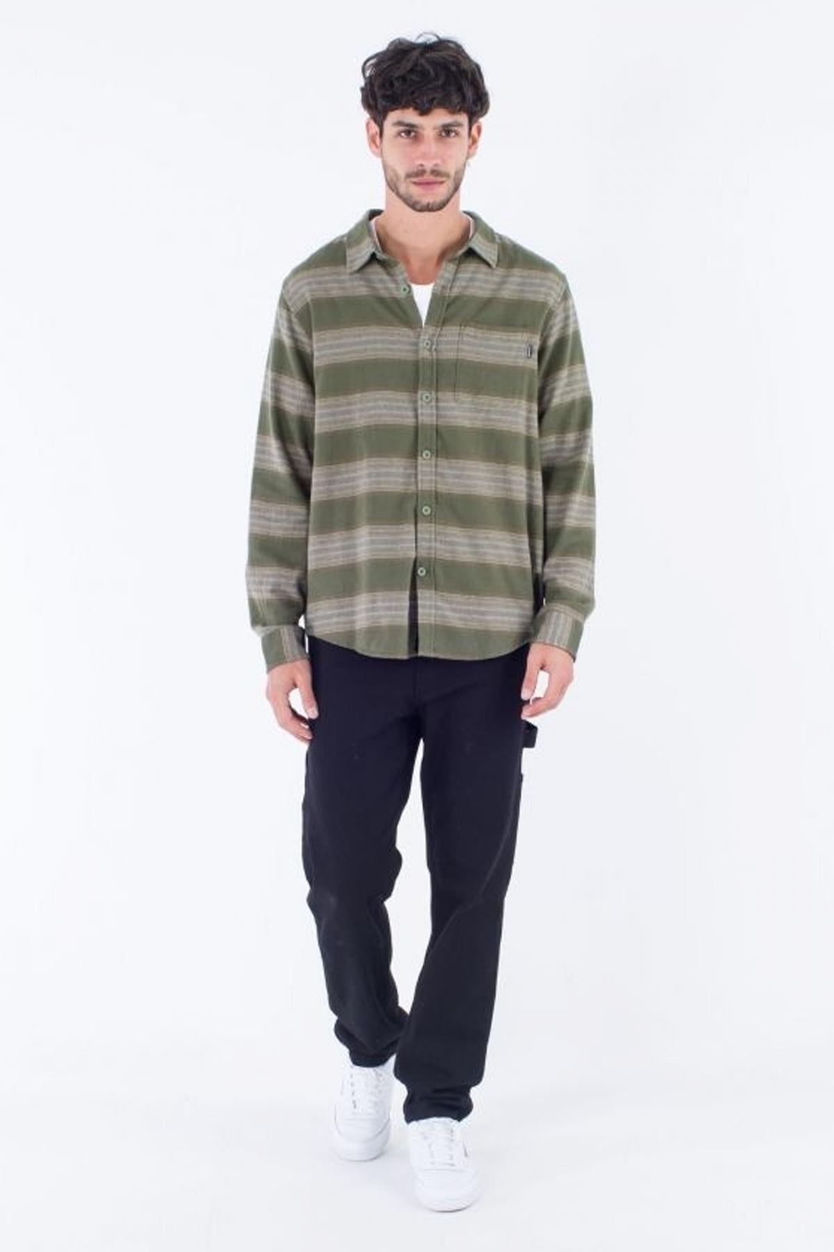 HURLEY PORTLAND ORGANIC FLANNEL en color VERDE (4)