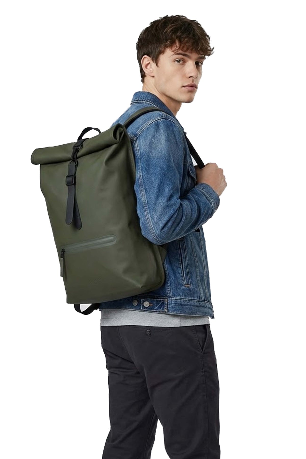 RAINS ROLLTOP RUCKSACK W en color VERDE (1)