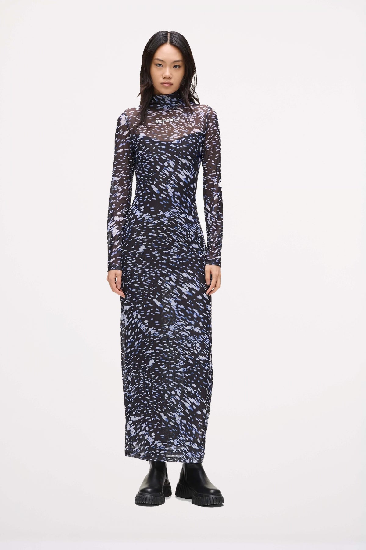 KARL LAGERFELD JEANS KLJ LS MESH LIGHTS AOP DRE en color VIOLETA (1)