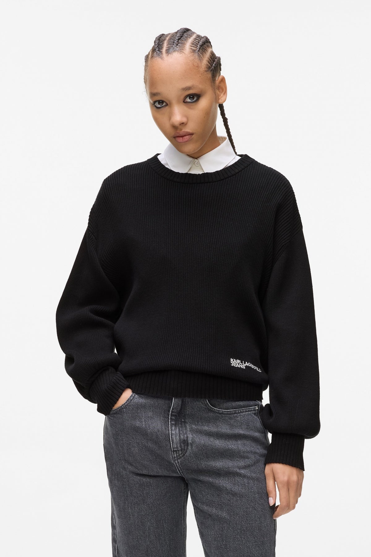 KARL LAGERFELD JEANS KLJ REG BALLOON SLEEVE SWE en color NEGRO (1)