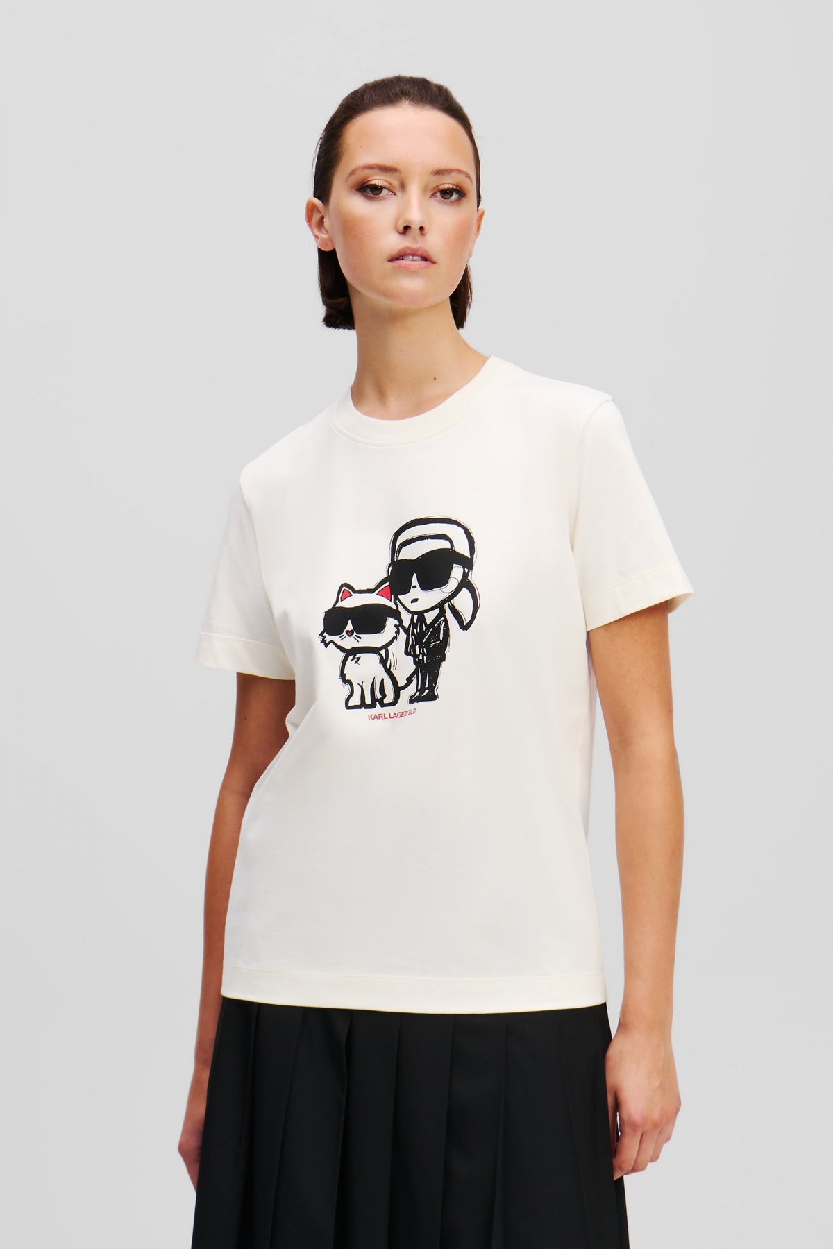 KARL LAGERFELD JEANS IKON SKETCH DUO T-SHIRT en color BEIS (1)