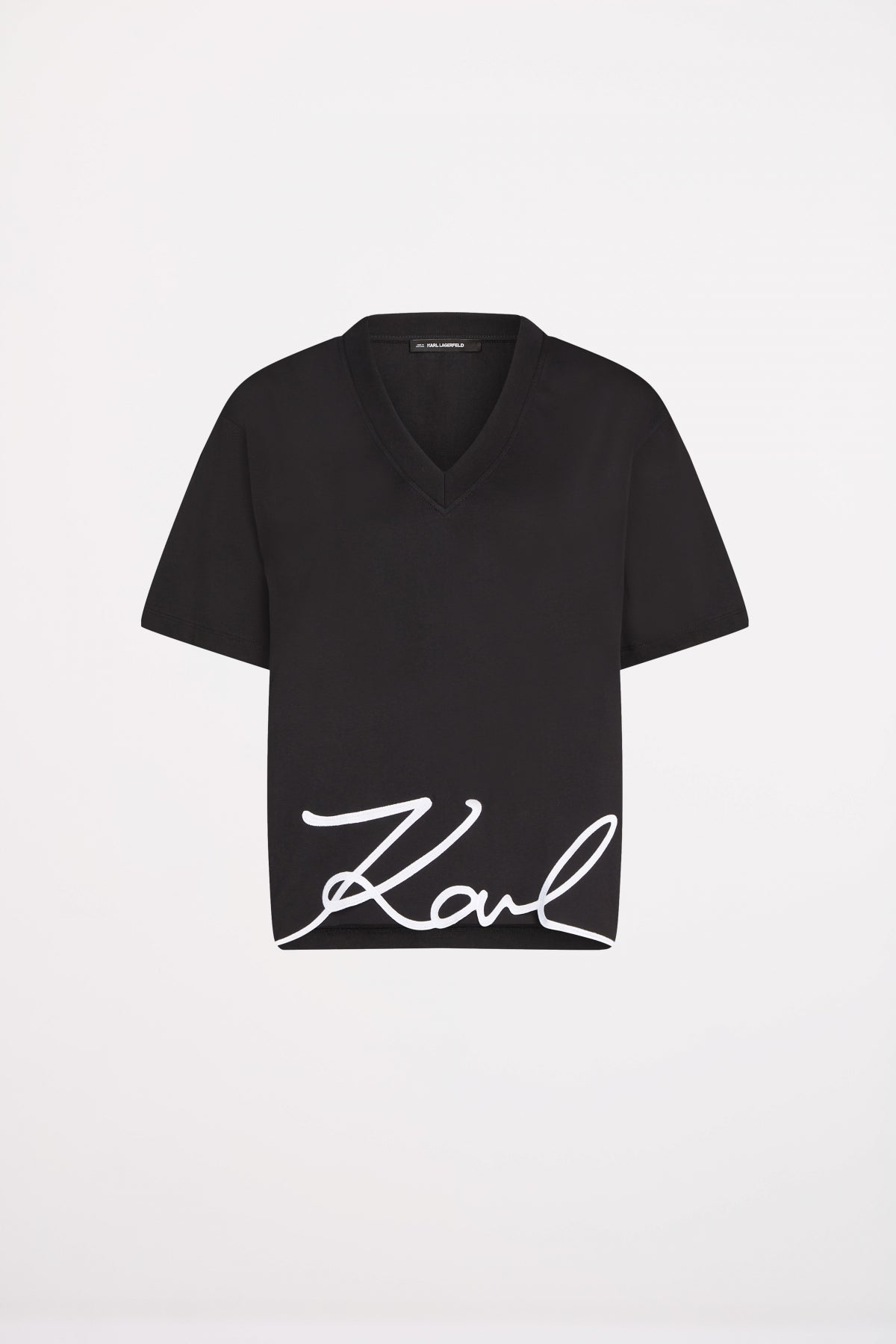 KARL LAGERFELD JEANS KARL SIGNATURE HEM V-NK TS en color NEGRO (2)