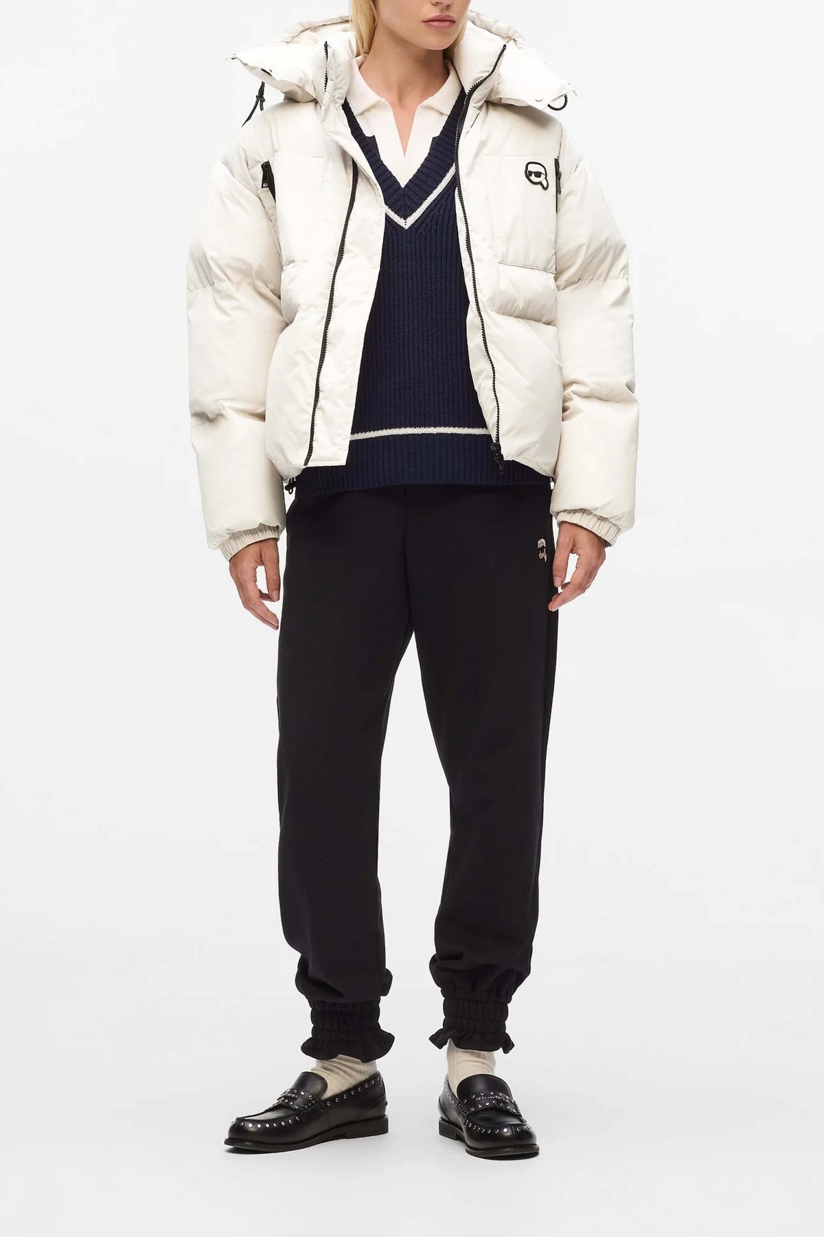 KARL LAGERFELD JEANS IKON PUFFER JACKET en color BLANCO (4)