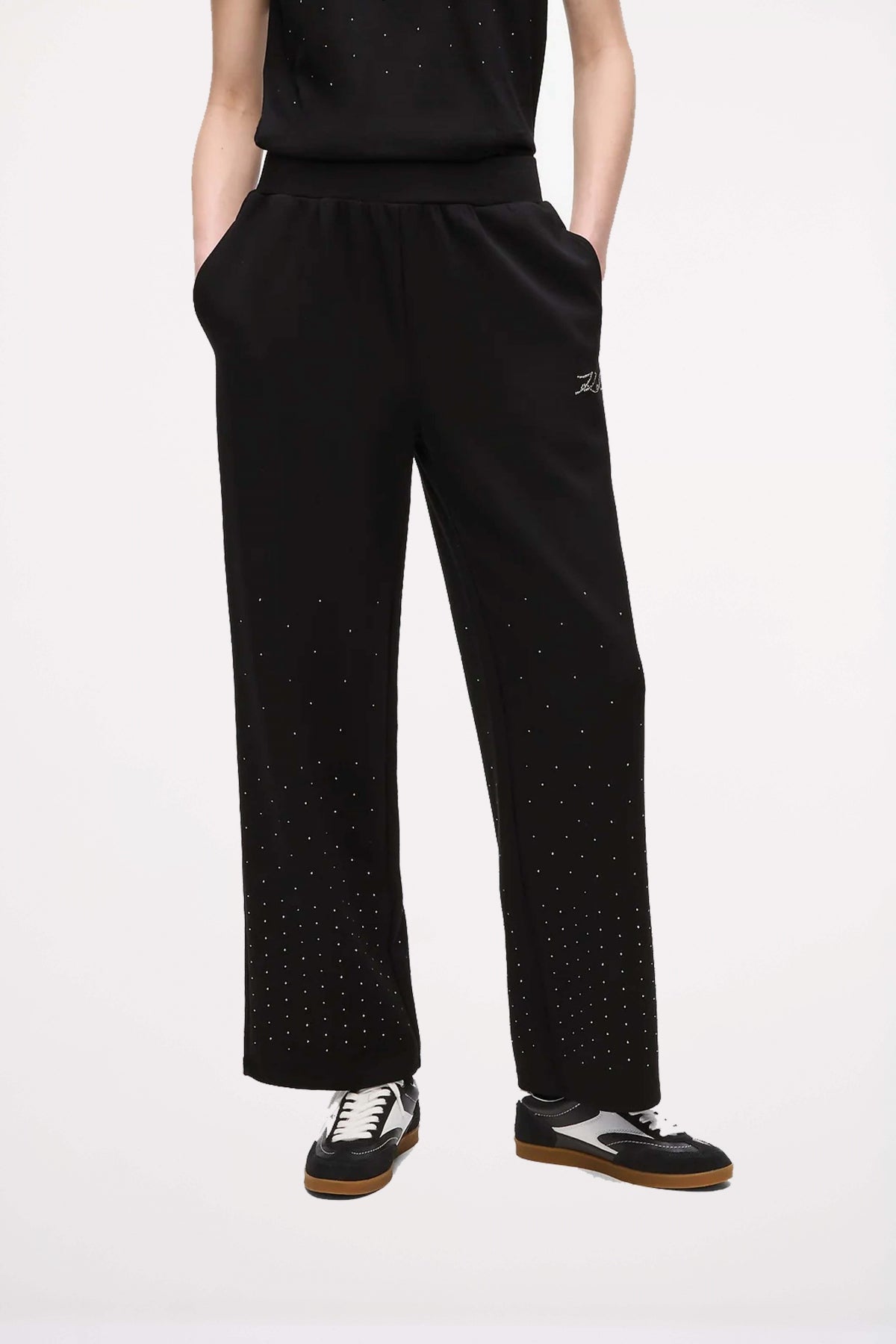 KARL LAGERFELD JEANS RHINESTONE RAIN SWEATPANT en color NEGRO (1)