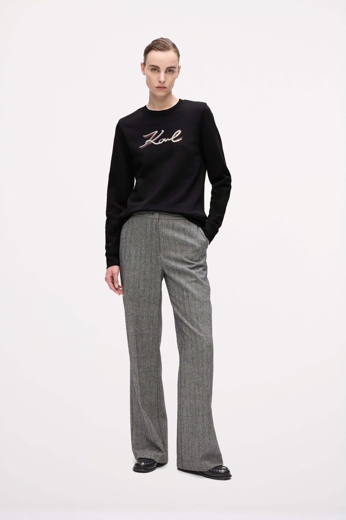 KARL LAGERFELD JEANS SIGNATURE SEQUINS SWEATSHI en color NEGRO (4)