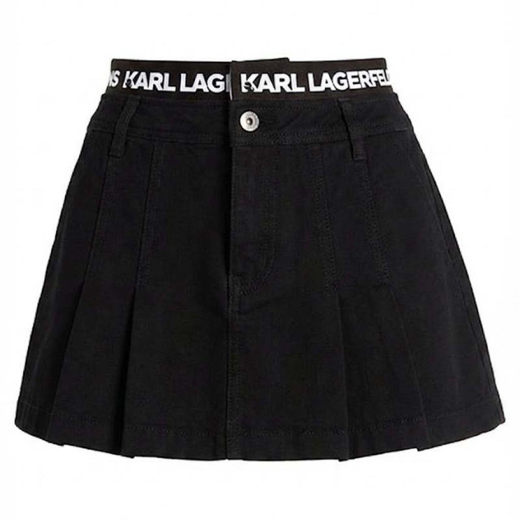 KARL LAGERFELD JEANS PLEATED LOGO SKIRT en color NEGRO (4)