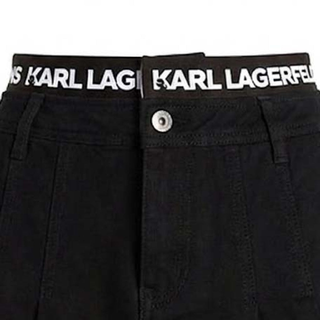 KARL LAGERFELD JEANS PLEATED LOGO SKIRT en color NEGRO (6)