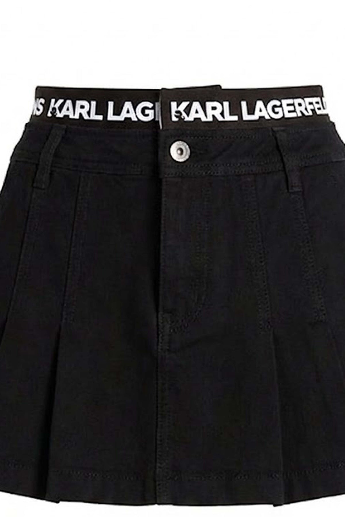 KARL LAGERFELD JEANS PLEATED LOGO SKIRT en color NEGRO (3)