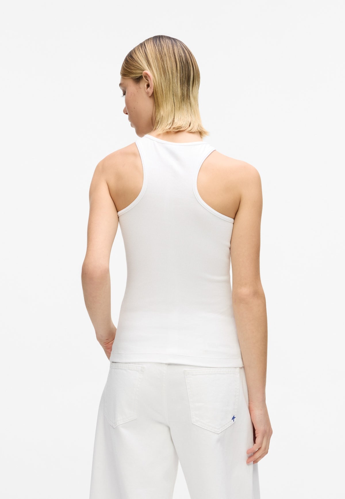 KARL LAGERFELD JEANS KLJ RIBBED LOGO TANK en color BLANCO (4)