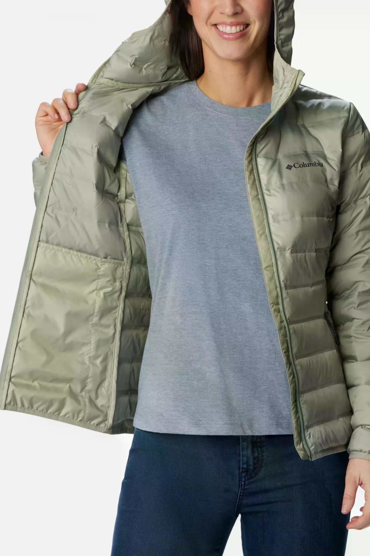 COLUMBIA LAKE II DOWN HOODED JA en color VERDE (3)